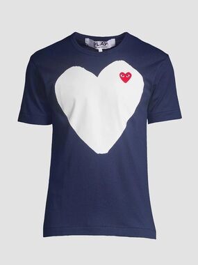 NWOT Comme Des Garçons Play Navy Heart Appliqué Tee